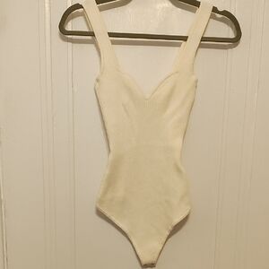 Abercrombie & Fitch Off-White Ribbed Bodysuit.